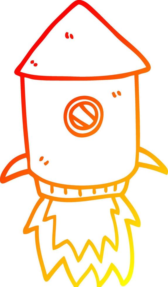 warm gradient line drawing cartoon space rocket vector
