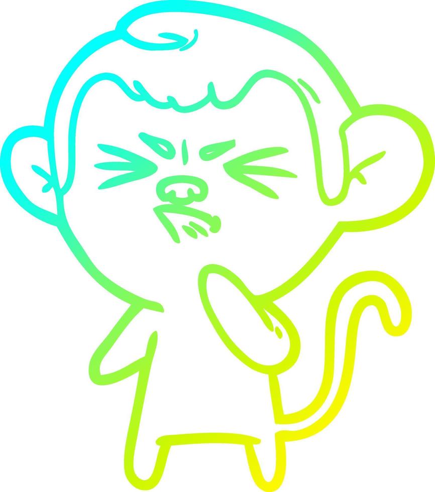 cold gradient line drawing cartoon angry monkey vector