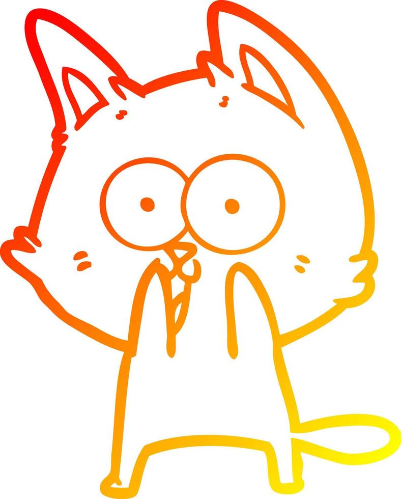 warm gradient line drawing funny cartoon cat vector