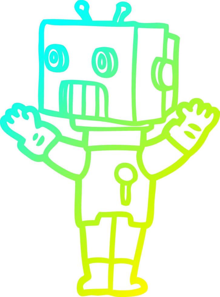 cold gradient line drawing cartoon robot vector