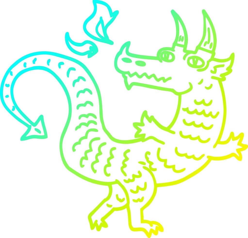 cold gradient line drawing cartoon magical dragon vector