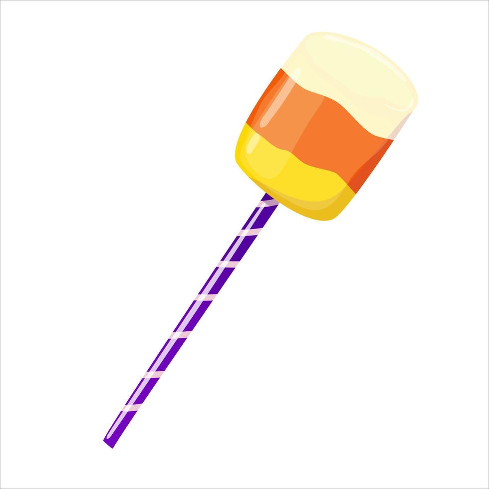 Halloween lollipop sweet candy isolated. Cartoon vector illustration.Sweet food. Festive dessert striped candy corn.