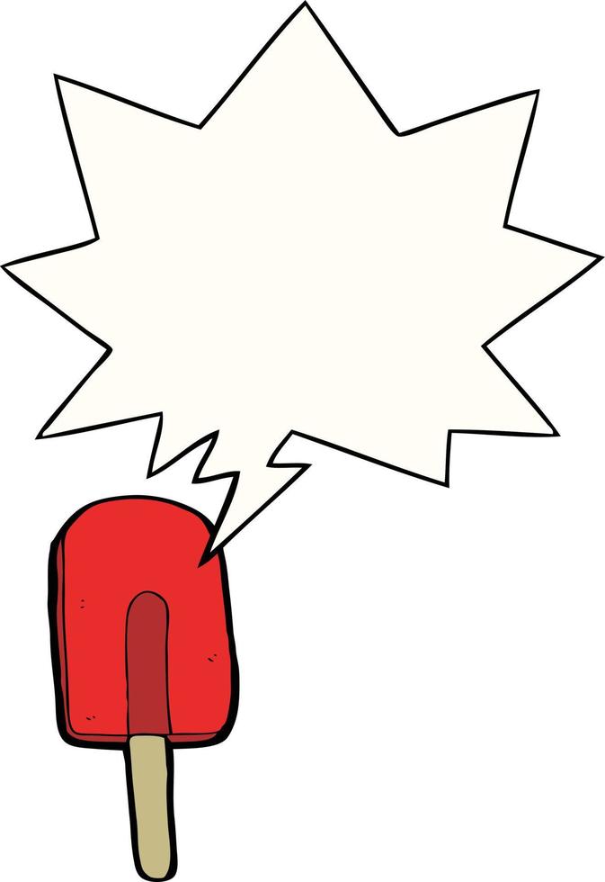 cartoon ice lolly and speech bubble vector