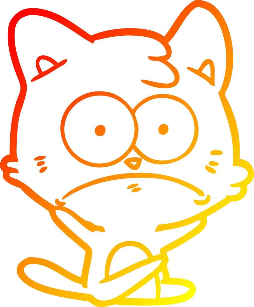 warm gradient line drawing cartoon nervous cat vector