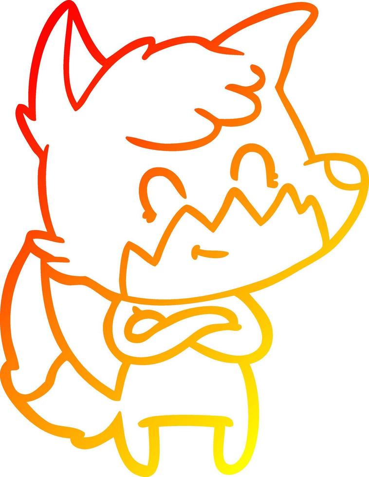 warm gradient line drawing cartoon happy fox vector