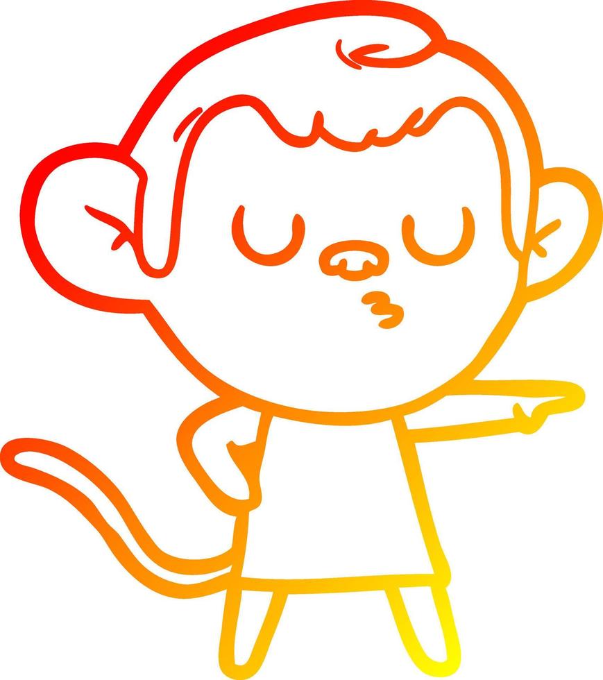 warm gradient line drawing cartoon calm monkey vector