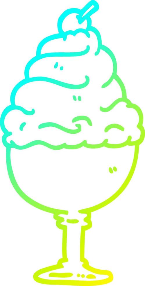 cold gradient line drawing cartoon ice cream vector