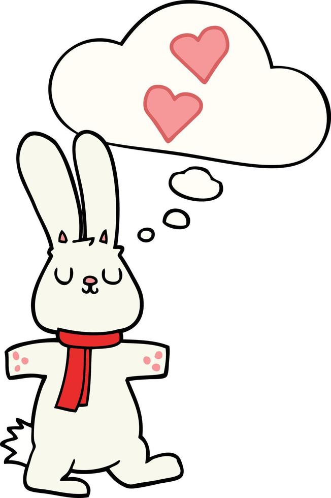 cartoon rabbit in love and thought bubble vector