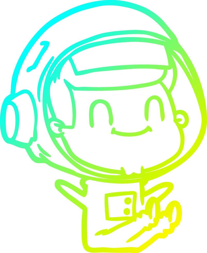 frío gradiente línea dibujo feliz dibujos animados astronauta hombre vector