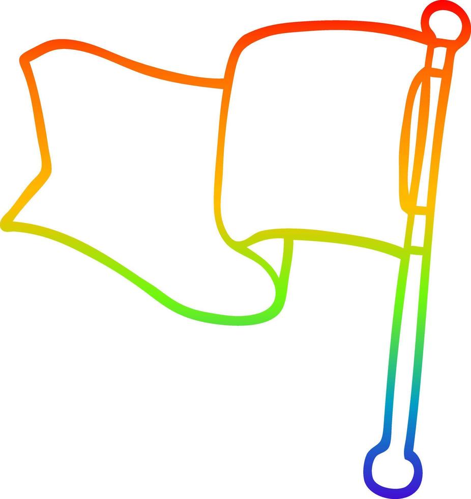 rainbow gradient line drawing cartoon red flag vector
