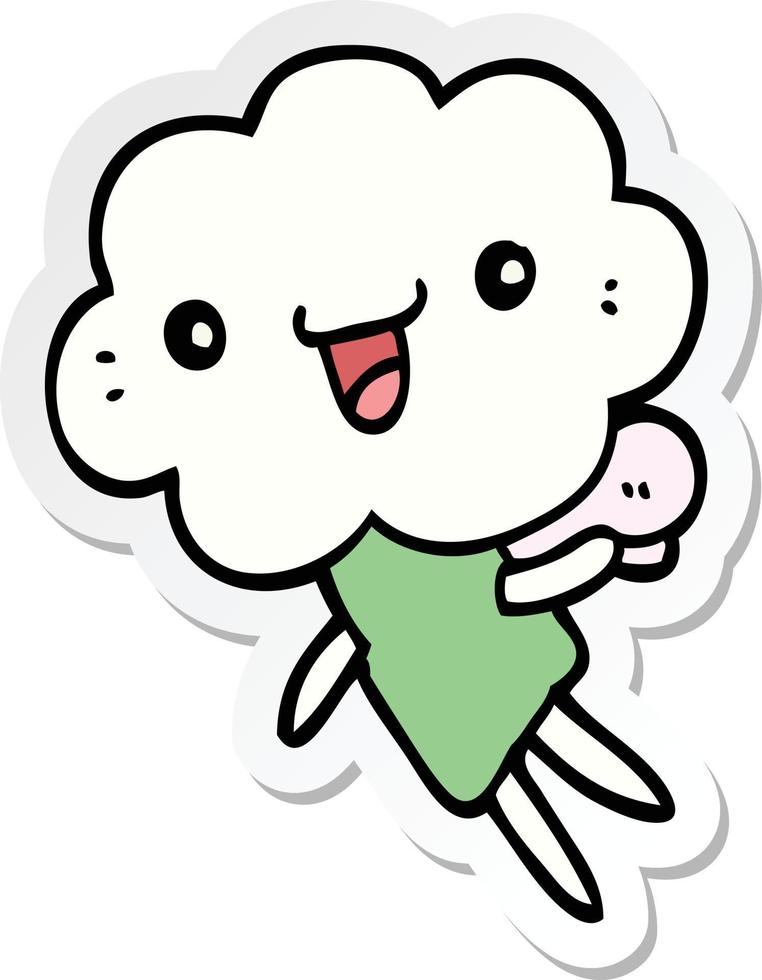 sticker of a cartoon cloud head creature vector