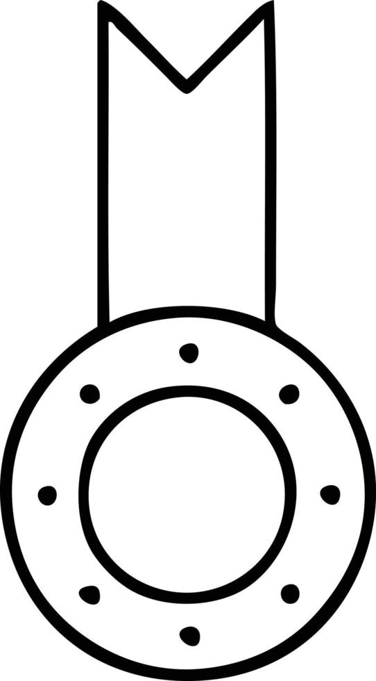 line drawing cartoon gold medal vector