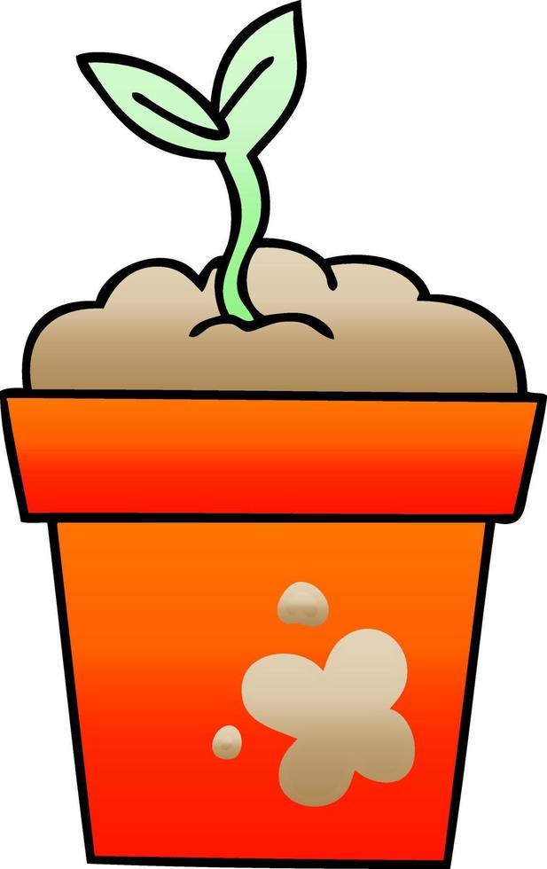 quirky gradient shaded cartoon seedling vector