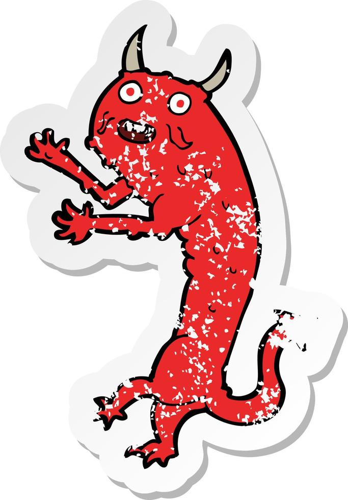 retro distressed sticker of a cartoon devil vector