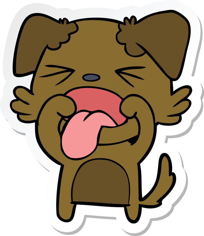 sticker of a cartoon disgusted dog vector