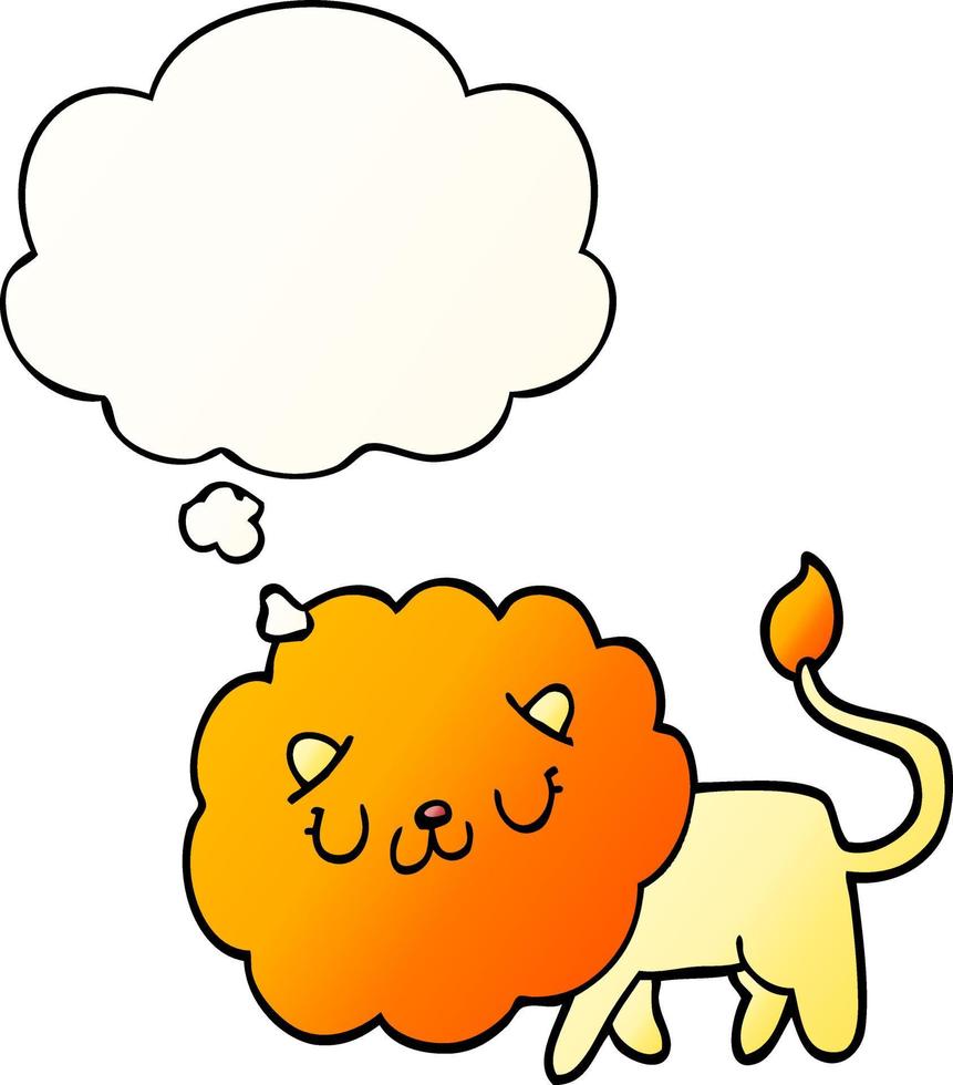 cartoon lion and thought bubble in smooth gradient style vector