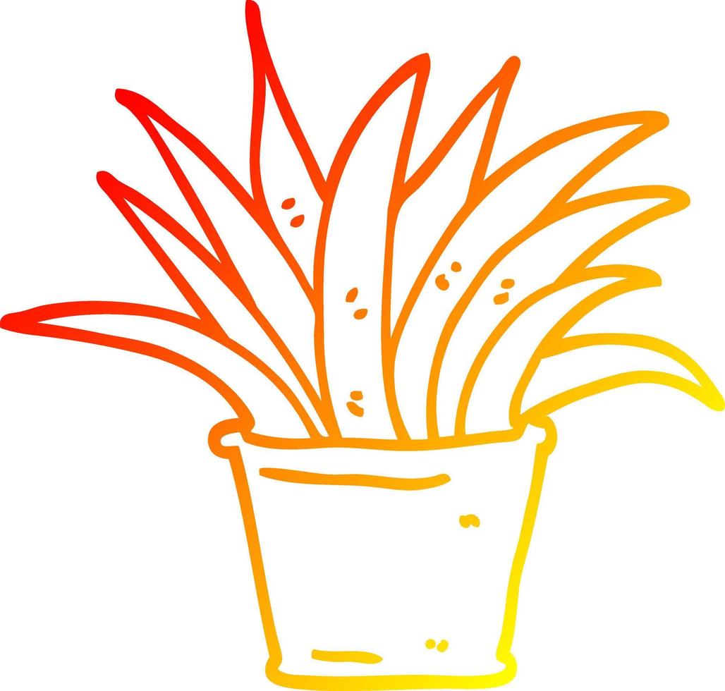 warm gradient line drawing cartoon house plant vector