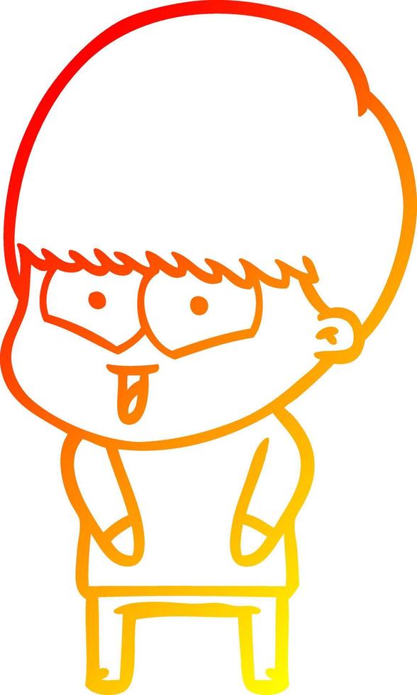 warm gradient line drawing cartoon happy boy vector