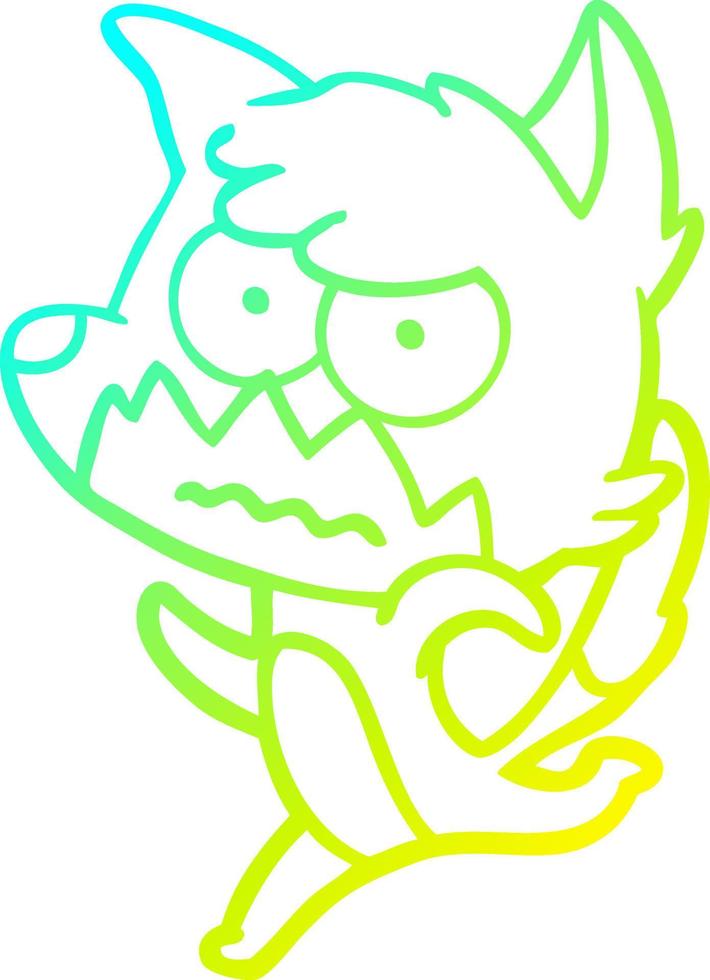 cold gradient line drawing cartoon annoyed fox vector
