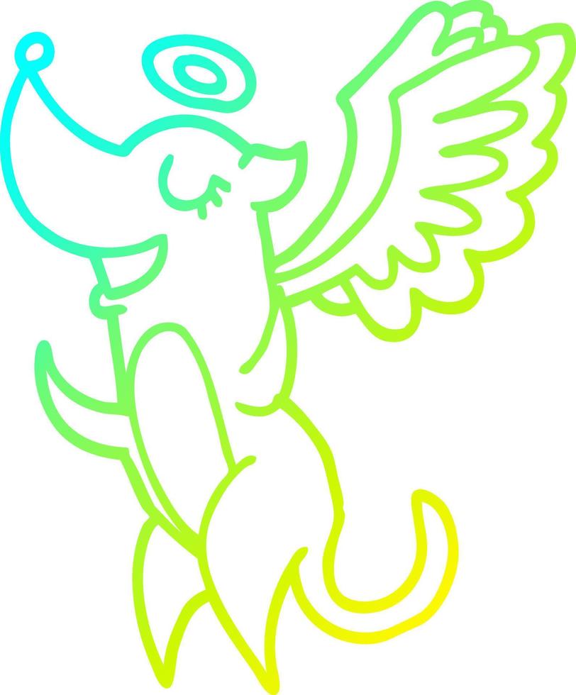 cold gradient line drawing cartoon angel dog vector