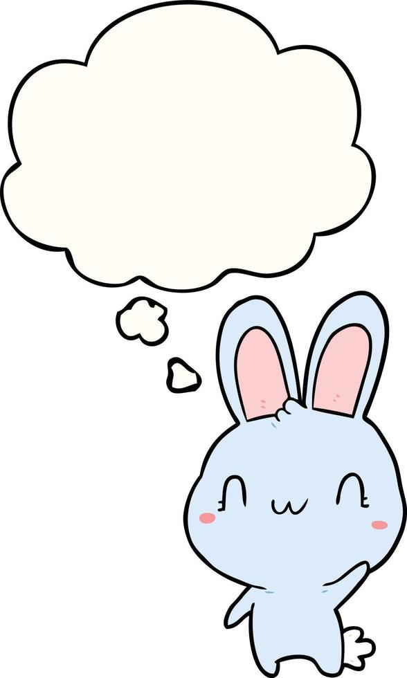 cartoon rabbit waving and thought bubble vector