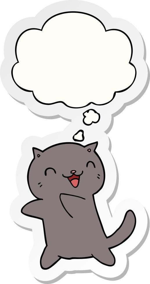 cartoon cat and thought bubble as a printed sticker vector