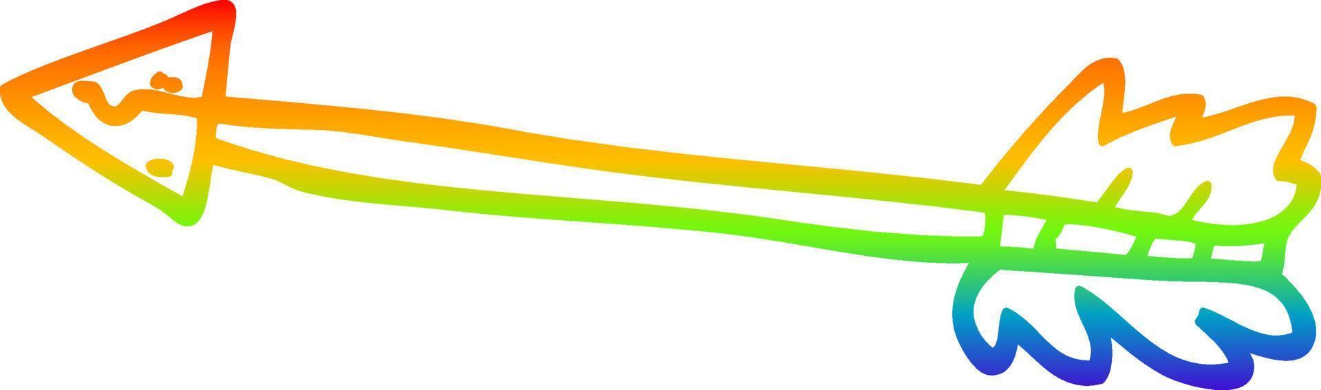 rainbow gradient line drawing cartoon long arrow vector