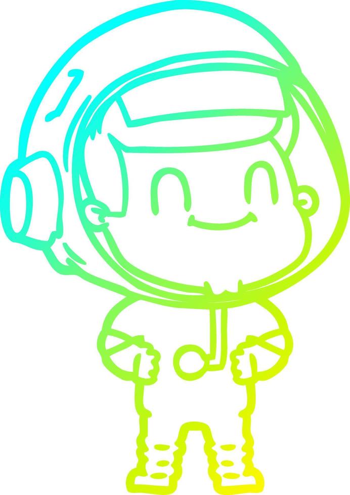 cold gradient line drawing happy cartoon astronaut man vector