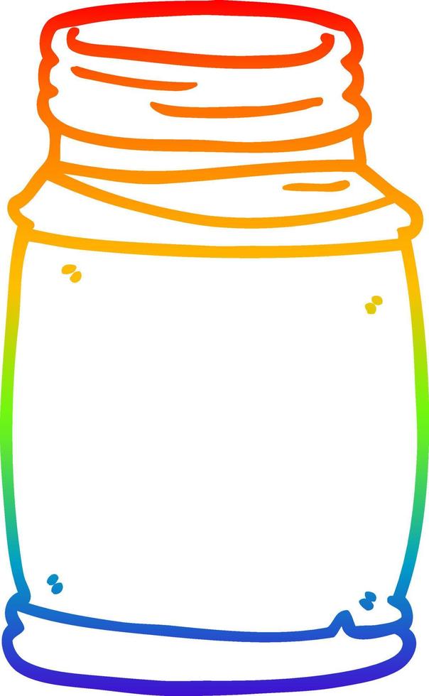 rainbow gradient line drawing cartoon glass jar vector