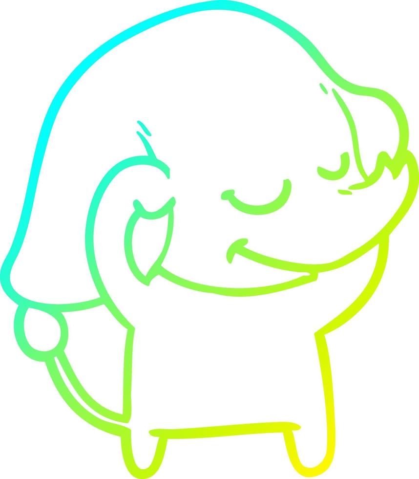 cold gradient line drawing cartoon smiling elephant vector