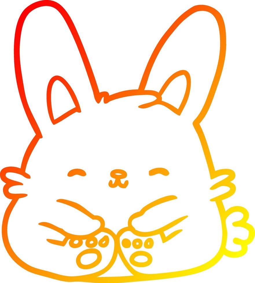 warm gradient line drawing cute bunny rabbit vector