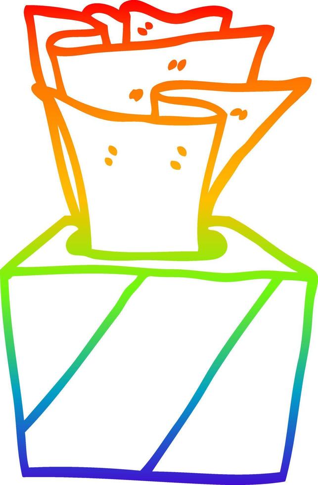 rainbow gradient line drawing cartoon box of tissues vector