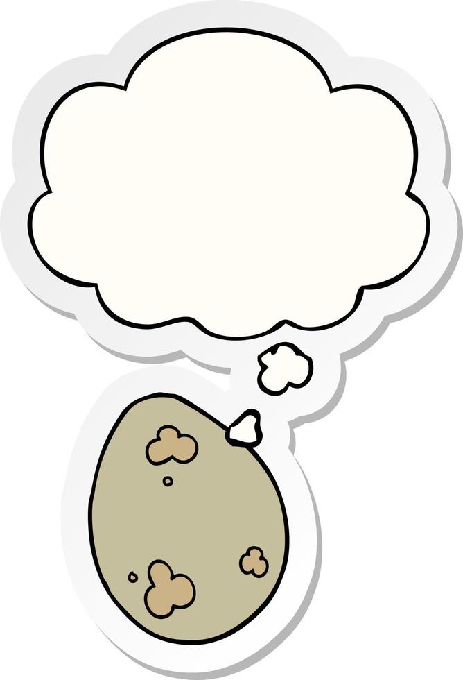 cartoon egg and thought bubble as a printed sticker vector