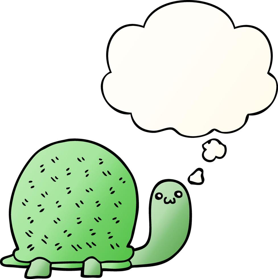 cute cartoon turtle and thought bubble in smooth gradient style vector