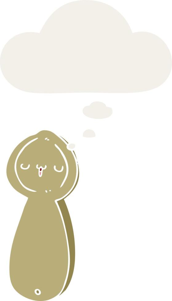 cartoon spoon and thought bubble in retro style vector