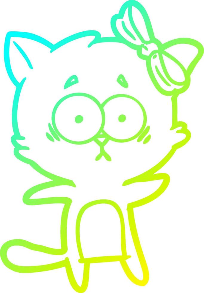 cold gradient line drawing cartoon cat vector