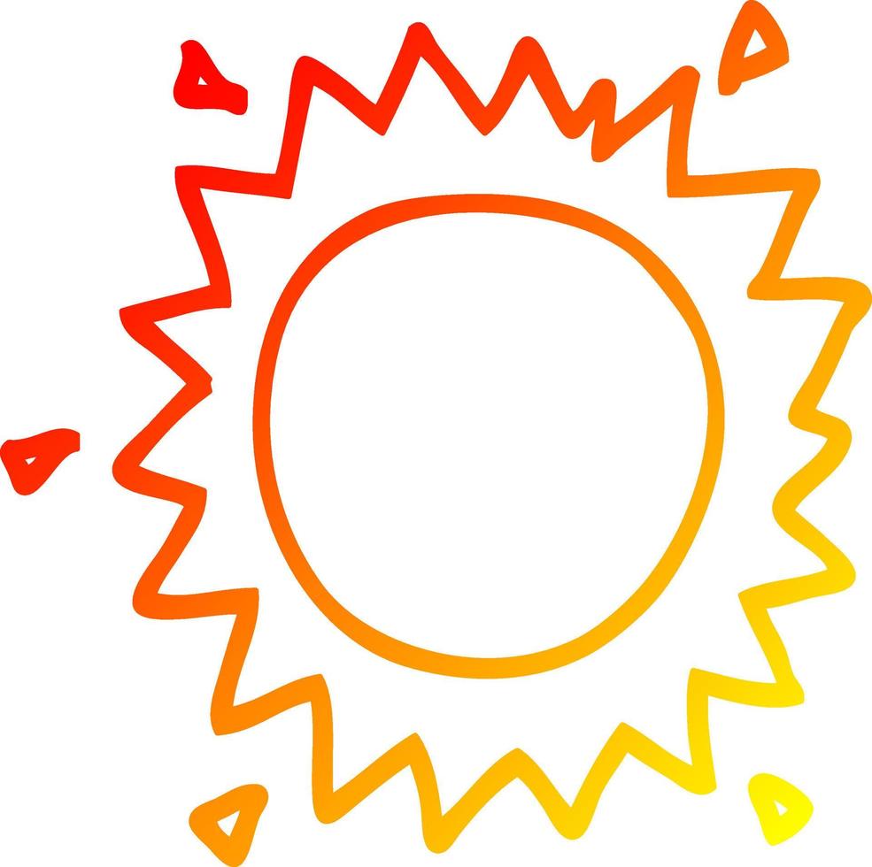 sol de dibujos animados de dibujo de línea de gradiente cálido vector