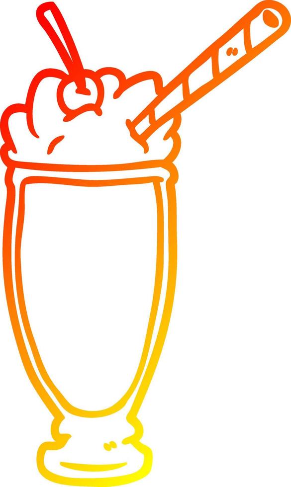 warm gradient line drawing milkshake vector