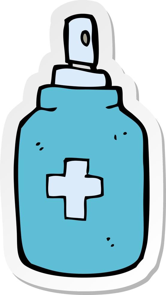 sticker of a cartoon antiseptic spray vector