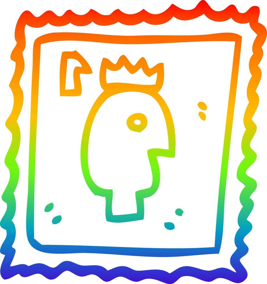 rainbow gradient line drawing cartoon stamp for postage vector
