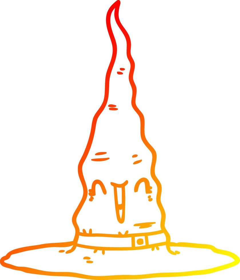 warm gradient line drawing cartoon witchs hat vector