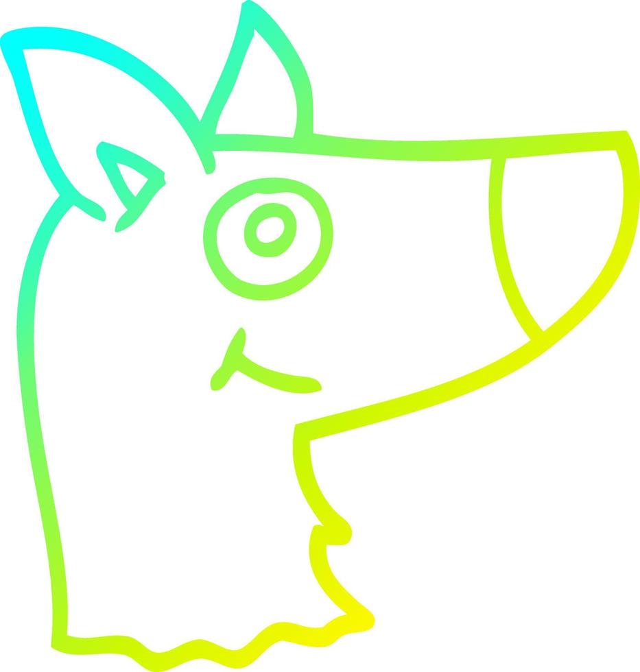 cold gradient line drawing cartoon happy dog vector