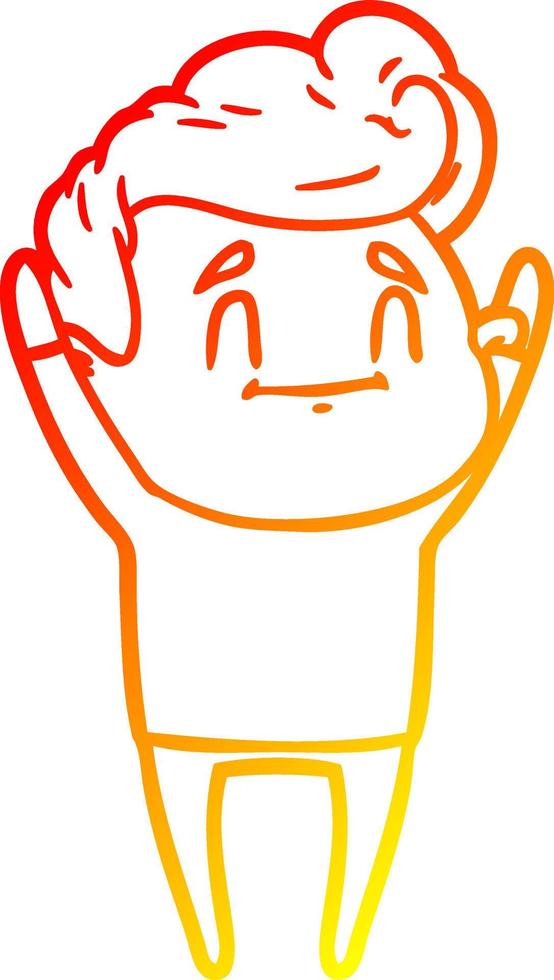 warm gradient line drawing happy cartoon man vector
