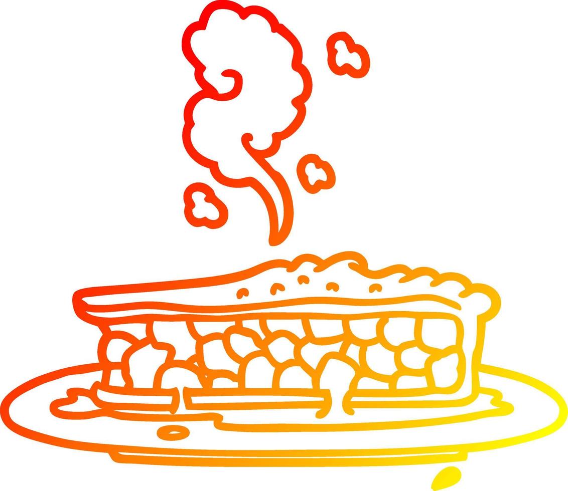 warm gradient line drawing cartoon blueberry pie vector