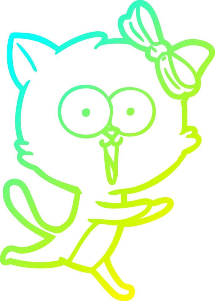 cold gradient line drawing cartoon cat vector