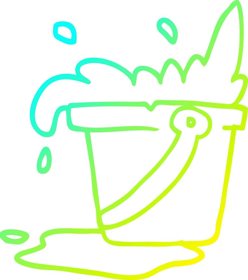 cold gradient line drawing cartoon bucket of water vector