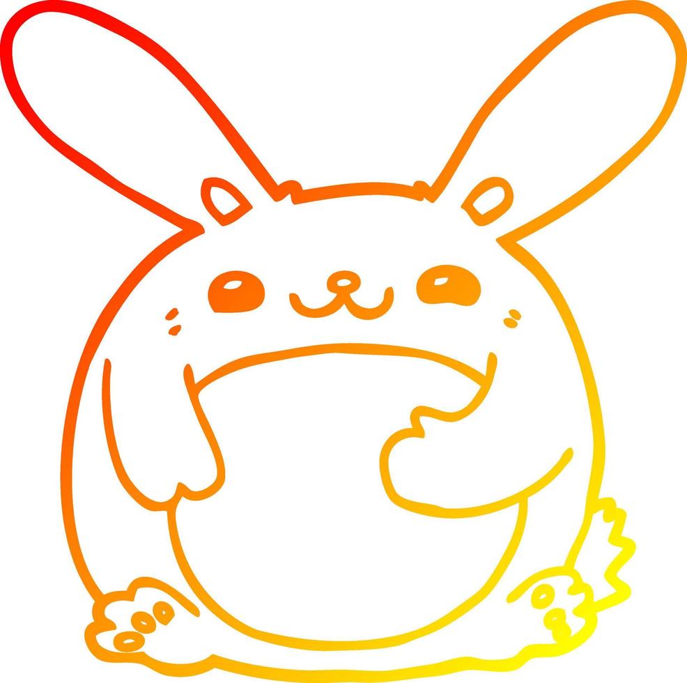 warm gradient line drawing cartoon rabbit vector