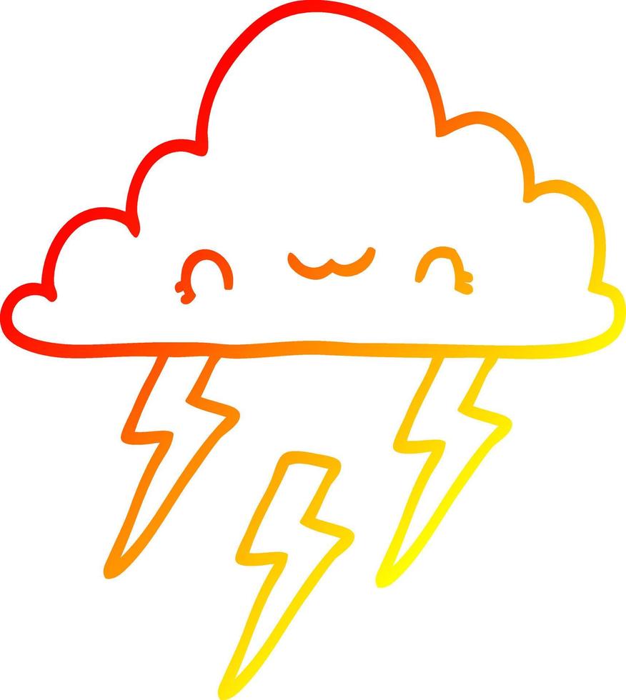 dibujo de línea de gradiente cálido nube de tormenta de dibujos animados vector