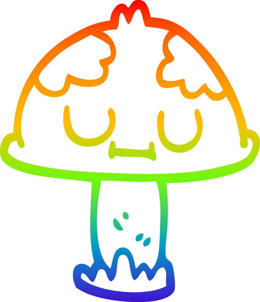 dibujo de línea de gradiente de arco iris seta venenosa de dibujos animados vector