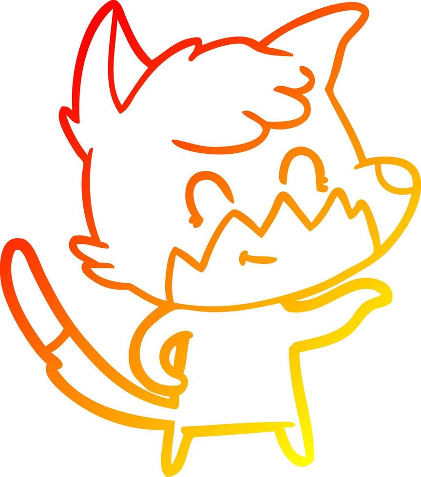 warm gradient line drawing cartoon friendly fox vector
